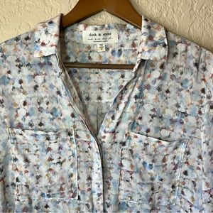 Cloth & Stone Anthropologie Rayon Button Up Blouse Size Small
